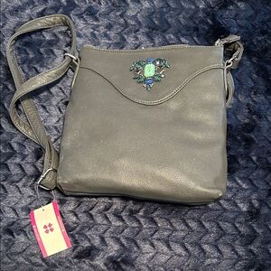Naturalizer Gray Crossbody Bag with Jeweled Accent